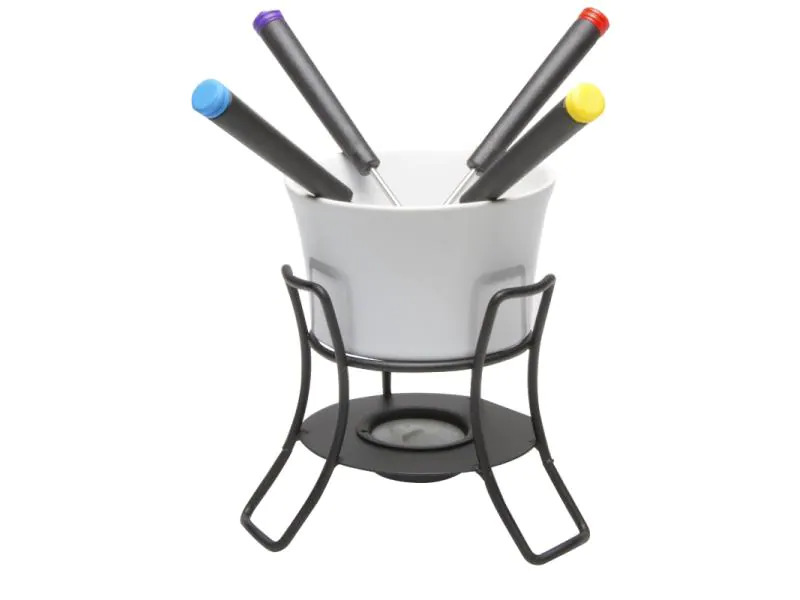 Nouvel Schokoladenfondue-Set Bianca 6 Teile, Schwarz/Weiss