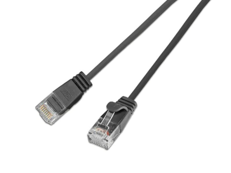 SLIM Slimpatchkabel RJ-45 - RJ-45, Cat 6, UTP, 0.5 m, Schwarz