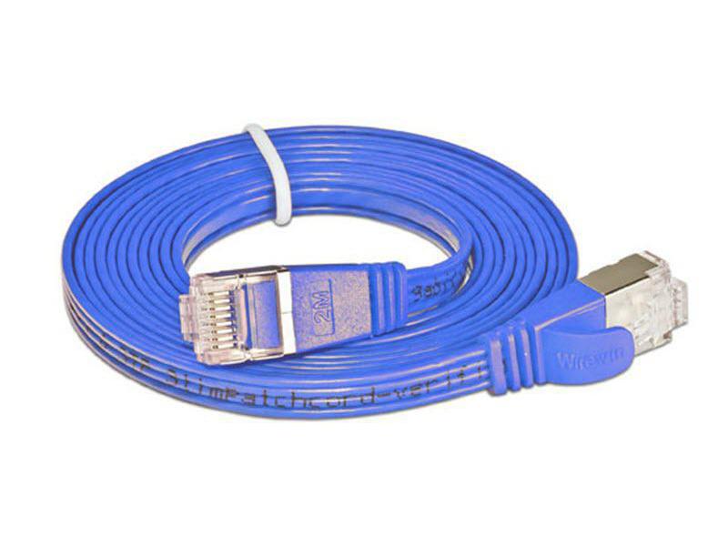 SLIM Slimpatchkabel RJ-45 - RJ-45, Cat 6, STP, 0.1 m, Blau