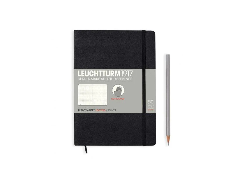 Leuchtturm Notizbuch Medium Softcover A5, Dot, Schwarz