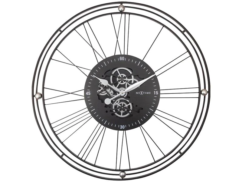 NeXtime Wanduhr Wire Gear Clock 90.5 Ø, Silber