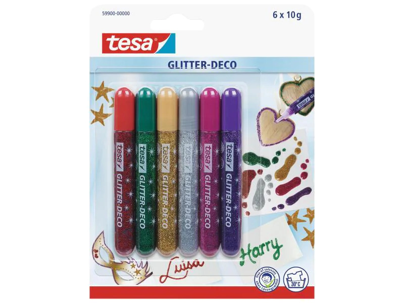 tesa Glitzerstift Deco 6 Tuben à 10 g