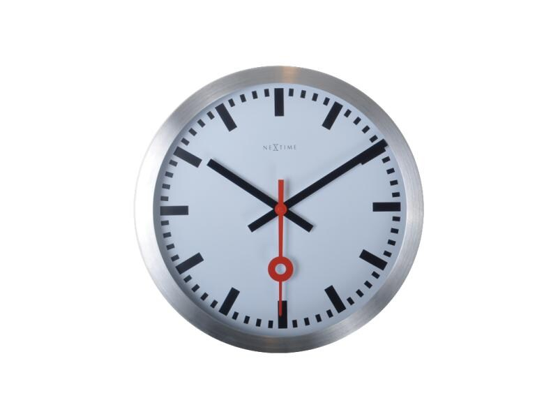NeXtime Wanduhr Station Stripe Ø 19 cm Weiss