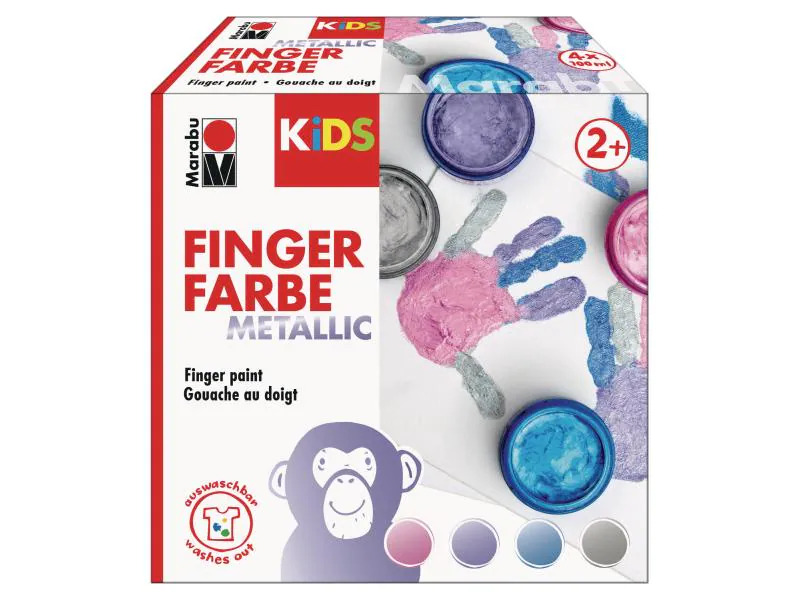 Marabu Fingerfarbe Metallic  4 x 100 ml, Mehrfarbig