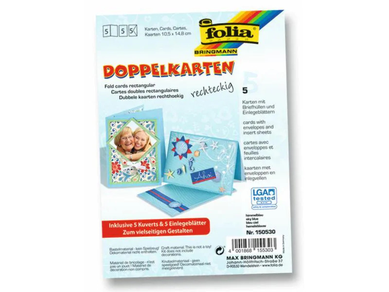 Folia Blankokarte 220 g/m² rechteckig Hellblau