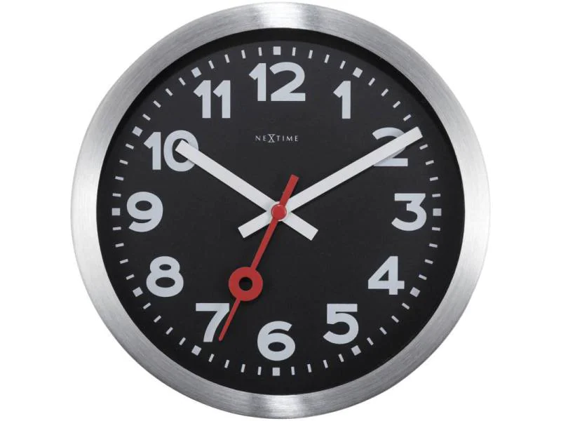NeXtime Wanduhr Station Ø 19 cm Schwarz