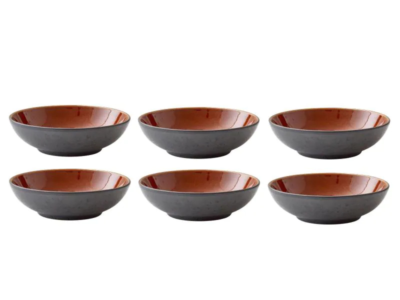 Bitz Suppen- &amp; Pastateller Ø 20 cm, 6 Stück, Schwarz/Amber