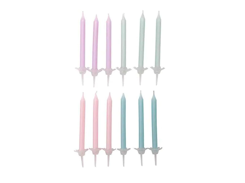 Rico Design Kerze Set Pastell mit Halter, 24 Stück