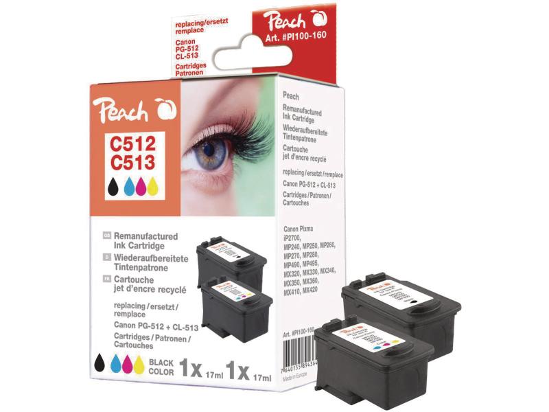 Peach Tintenset Canon PG-512 / CL-513 BK, C, M, Y