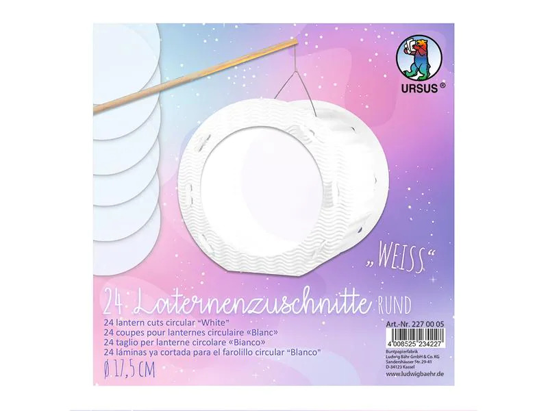 URSUS Laternen-Rohlinge Zuschnitte Uni 17.5 cm, 24 Stück