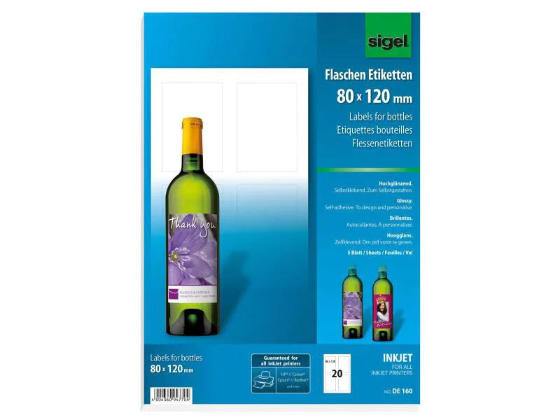 Sigel Flaschen-Etiketten 80 x 120 mm
