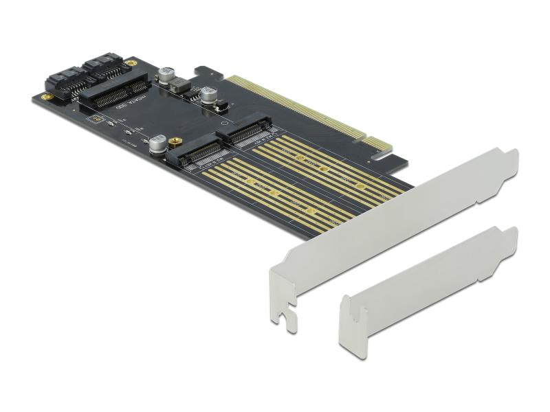 Delock Host Bus Adapter PCI-Ex16v4 - M.2 Key-B, M.2 Key-M, mSATA