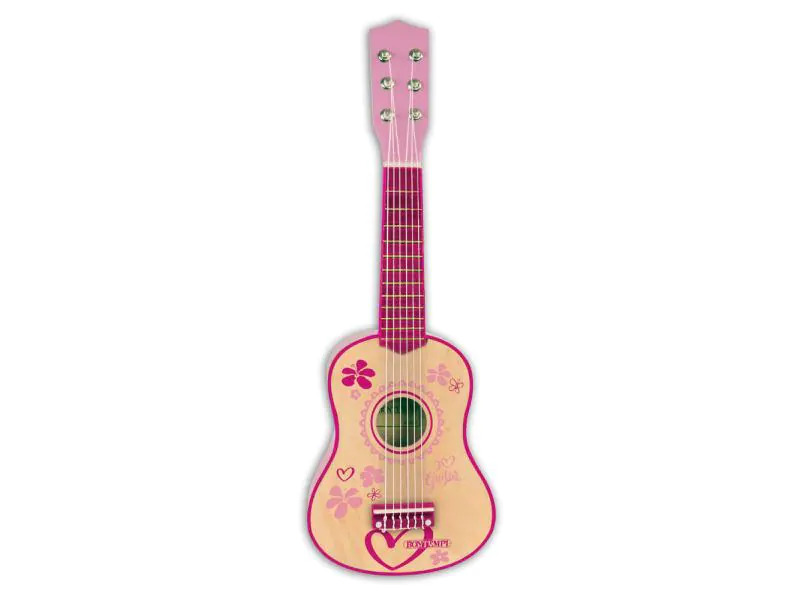 Bontempi Musikinstrument Holz-Gitarre 55 cm Pink Stickers