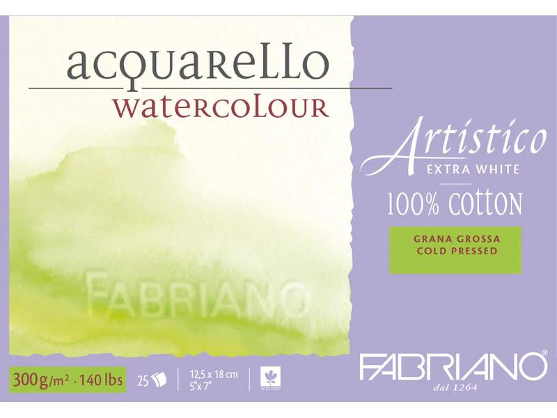 Fabriano Aquarellblock Artistico Extra White 12.5 x 18 cm, Rau