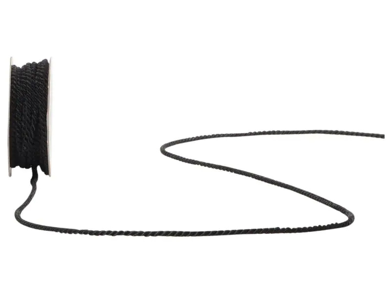 Spyk Kordelband Seidenkordel 2.5 mm x 5 m, Schwarz