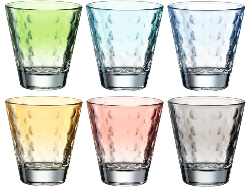 Leonardo Trinkglas Optic Pastell 215 ml, 6 Stück, Mehrfarbig