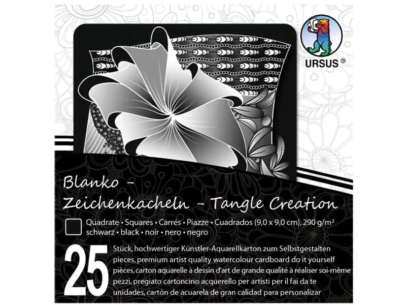 URSUS Aquarellblock Kacheln, 9 x 9 cm, Schwarz, 25 Stück
