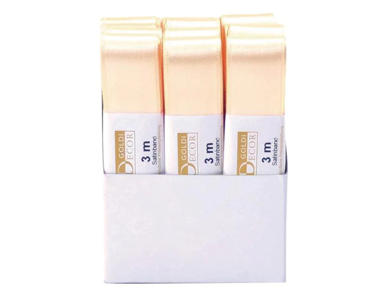 GOLDINA Satinband 25 mm x 3 m, Beige, 1 Stück