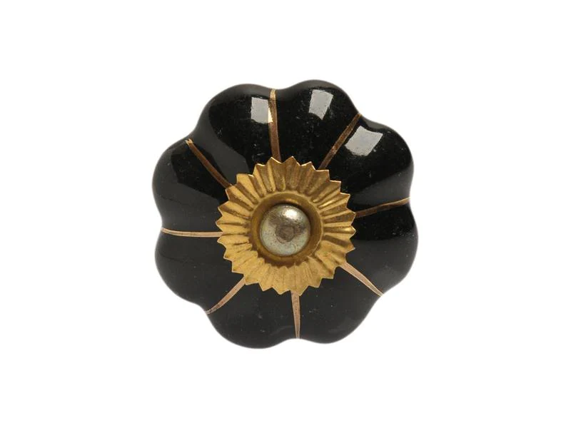Tranquillo Möbelgriff handgemacht, Ø 4 cm, Schwarz/Gold