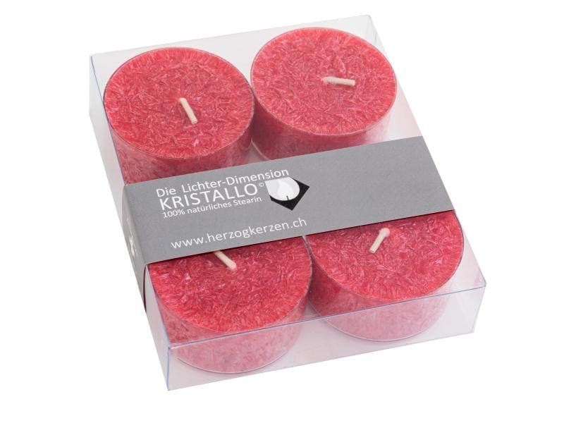 Herzog Kerzen AG Teelichter Maxi Kristallo Ø 5.5 cm 4 Stück, Rubin