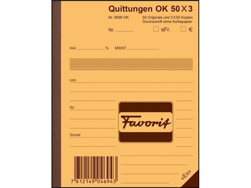 Favorit Durchschreibeblock 113 x 144 mm Quittungen