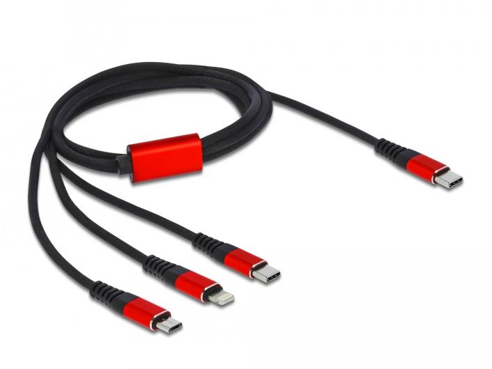Delock USB-Ladekabel  USB C - Lightning/Micro-USB B/USB C 1 m