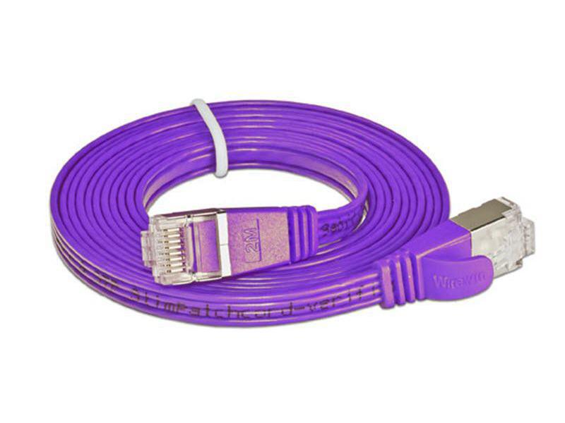 SLIM Slimpatchkabel RJ-45 - RJ-45, Cat 6, STP, 0.25 m, Violett