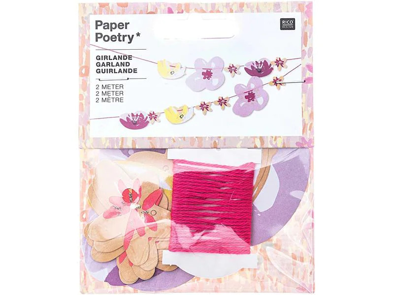 Rico Design Girlande Blumen 2 m, Rosa
