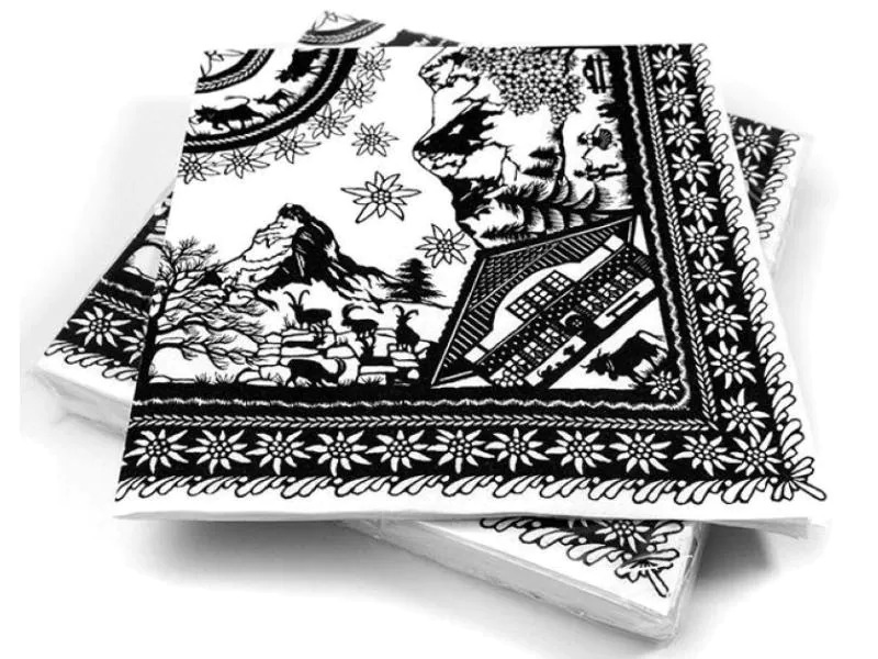 Trendform Papierservietten SWISS TRADITION 20 Stück, Schwarz/Weiss