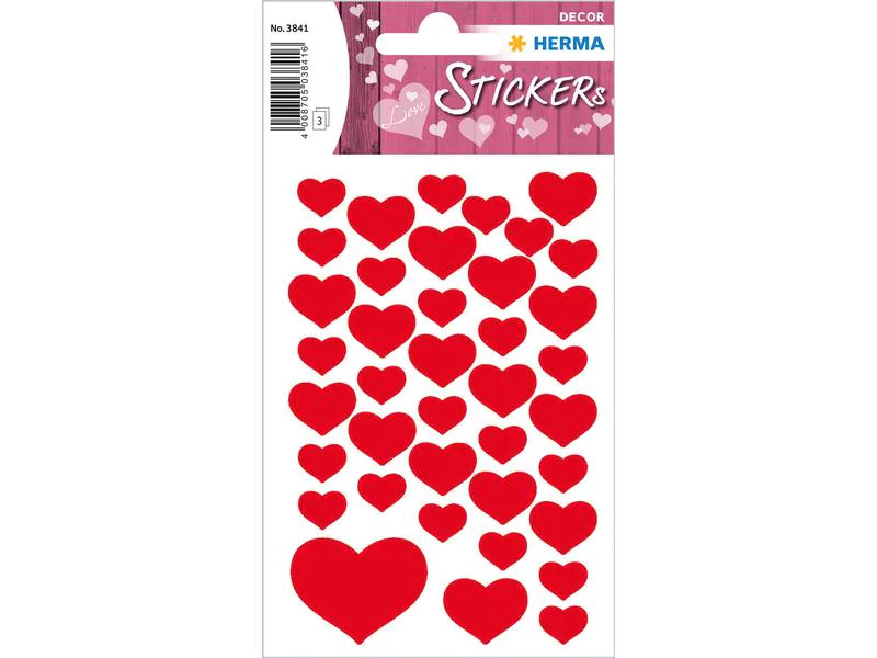 Herma Stickers Motivsticker Herzen klein 120 Stück Rot