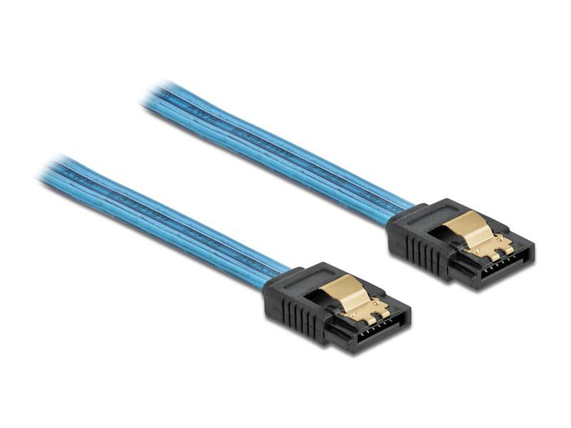Delock SATA-Kabel UV Leuchteffekt blau 30 cm