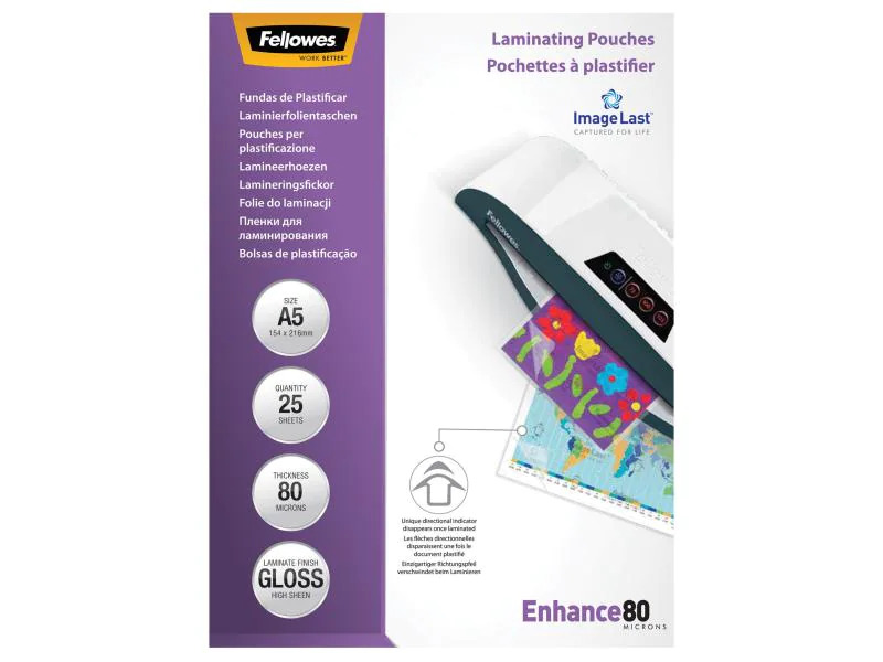 Fellowes Laminierfolie A5, , 25 Stück, Glänzend