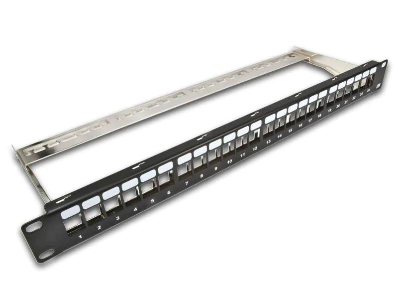 Wirewin Patchpanel 24 Port, Keystone, 1HE 19-Rack Schwarz