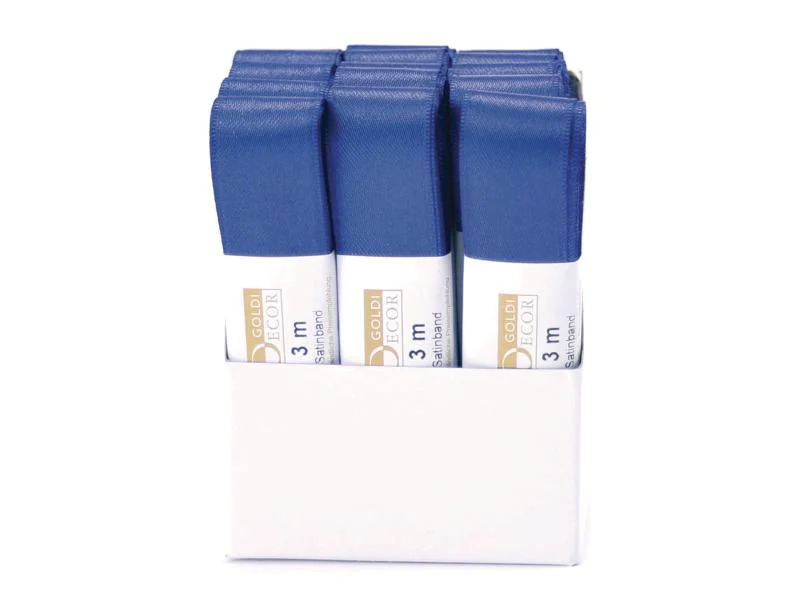 GOLDINA Satinband 25 mm x 3 m, Blau, 1 Stück
