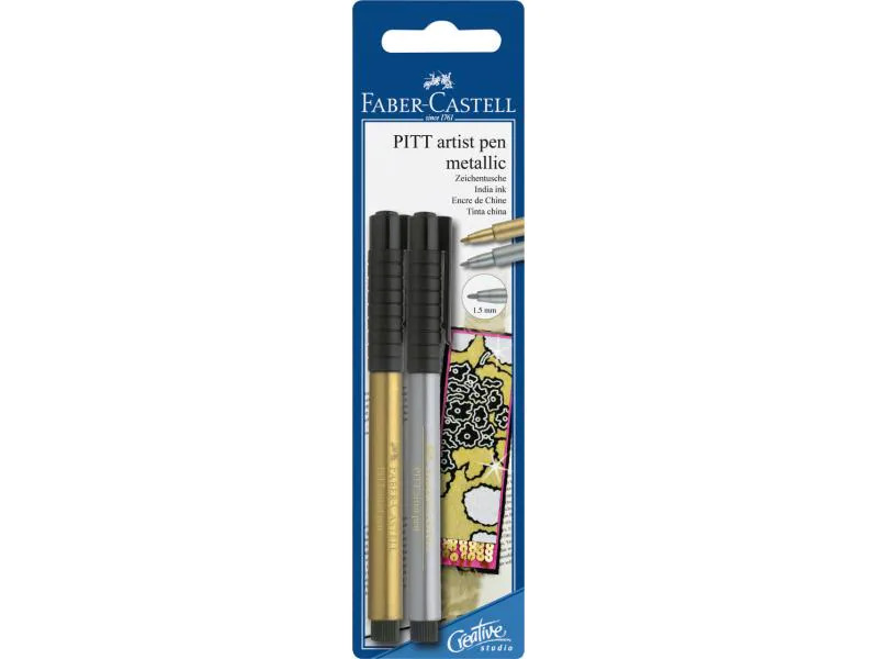 Faber-Castell Filzstift Pitt Artist Pen Gold, Silber