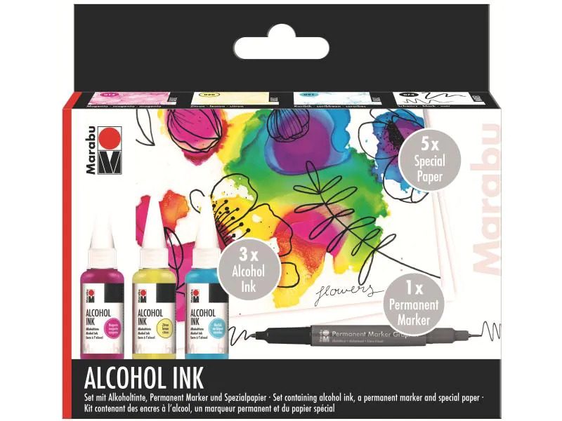Marabu Alkoholtinte Ink Set FLOWERS, 3 Stück