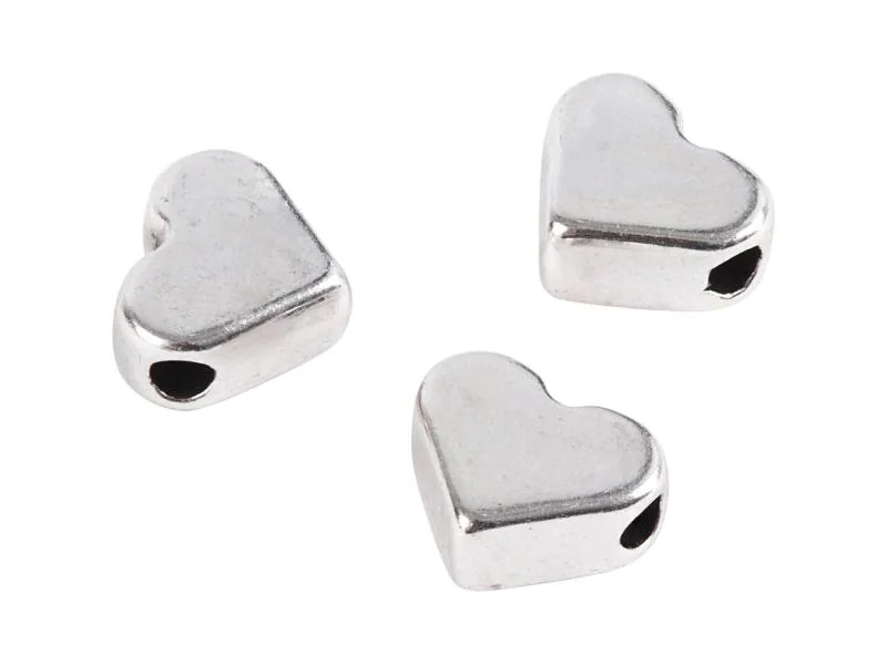 Creativ Company Perlen Herz, 7 mm, Versilbert, 3 Stk.