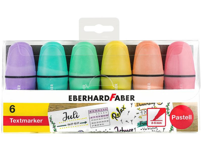 Eberhard Faber Textmarker Mini pastell 6 Stück, Mehrfarbig