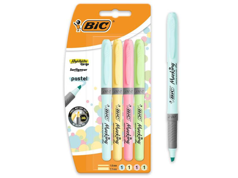BIC Textmarker Highlighter Grip pastel 4 Stück