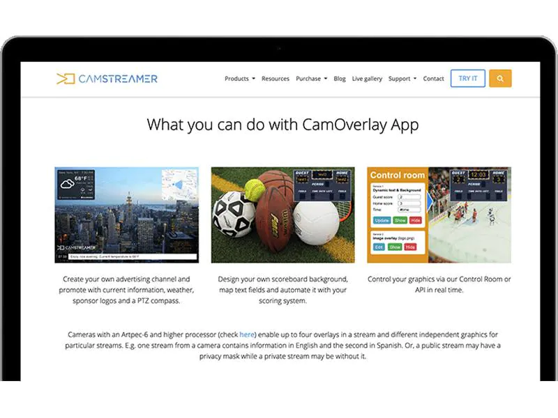 Camstreamer CamOverlay App für AXIS Netzwerkkameras