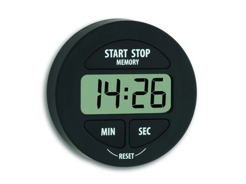 TFA Dostmann Timer Digital mit Stoppuhr, Schwarz