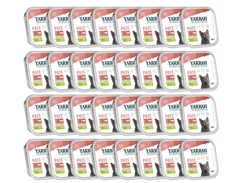 Yarrah Bio-Nassfutter Paté mit Rind und Huhn, 32 x 100 g