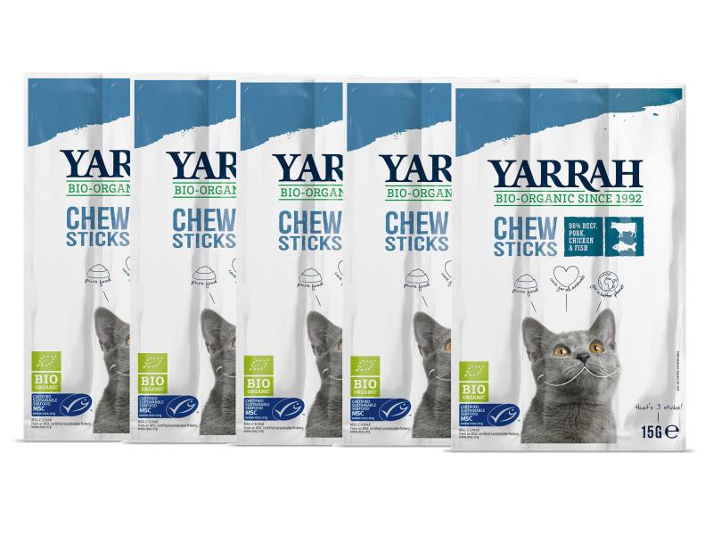 Yarrah Katzen-Kauartikel Chew Sticks BIO, 5 x 15 g