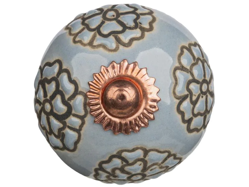 Tranquillo Möbelgriff handgemacht, Ø 4 cm, Blau/Kupfer