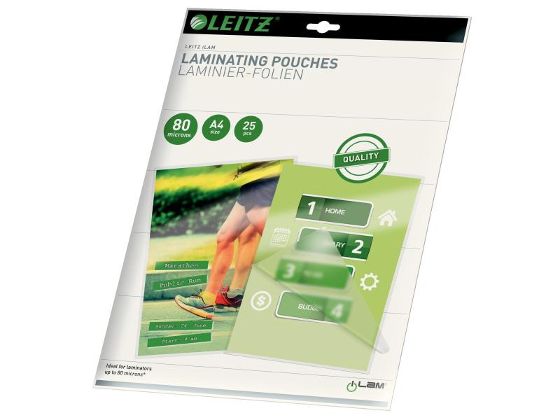 Leitz Laminierfolie A4, 80 µm, 25 Stück, Glänzend