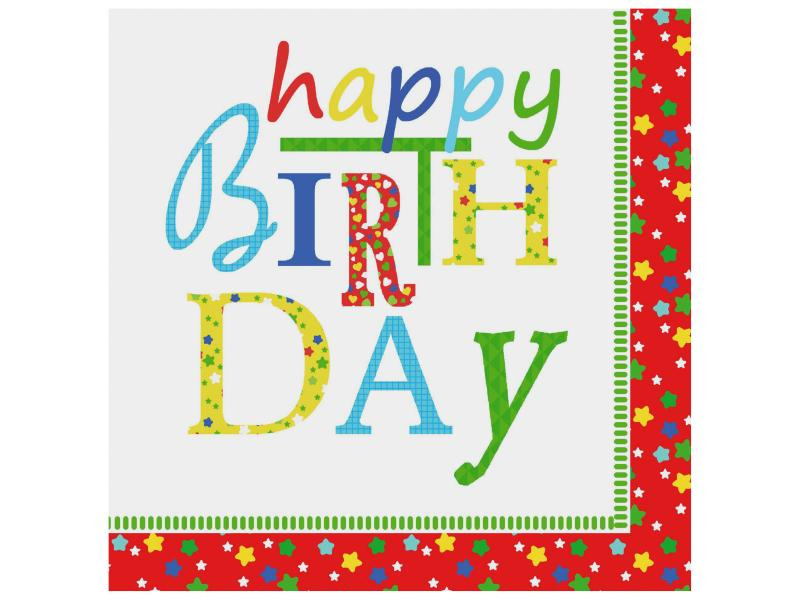 Papstar Papierservietten Happy birthday 33 cm x 33 cm, 20 Stück