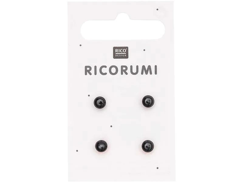 Rico Design Knopfaugen Braun-Schwarz 8.5 mm 4 Stück