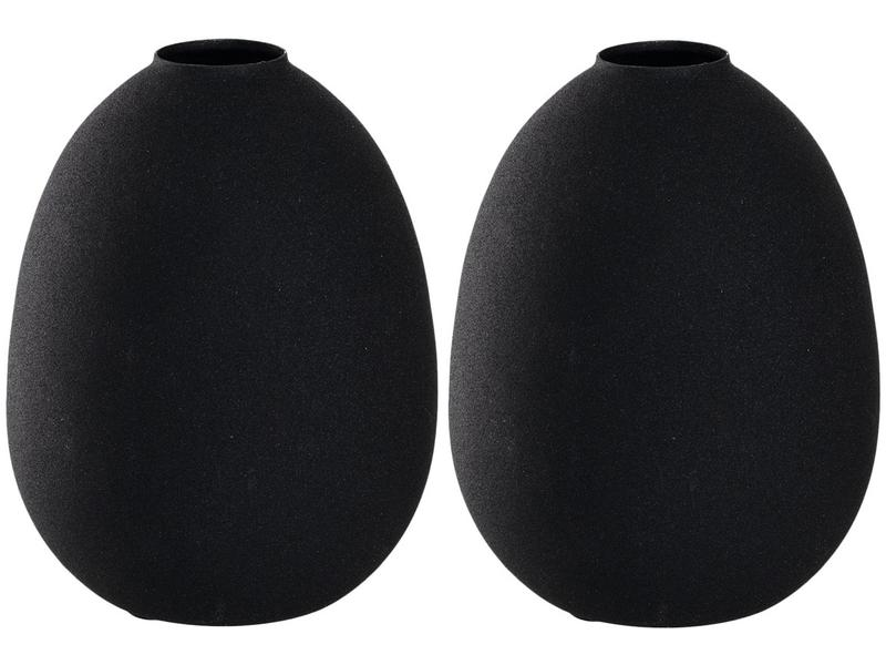 Leonardo Vase Metall 16 cm, Schwarz, 2 Stück