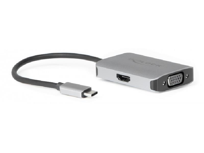 Delock 2-Port Signalsplitter USB Typ-C zu HDMI/VGA