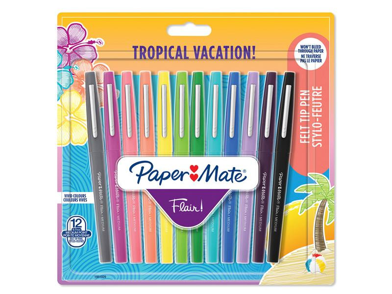 Paper Mate Fineliner Flair Medium Tropical Vacation 0.7 mm, 12 Stück